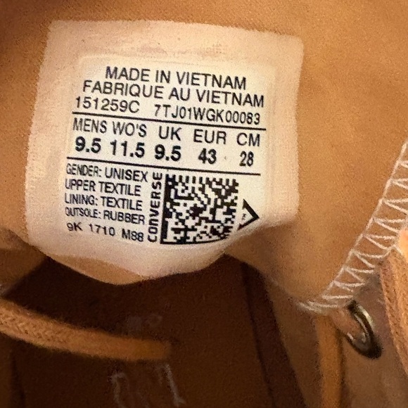 Converse khaki peached canvas all star high tops men’s 9.5 - Picture 7 of 8